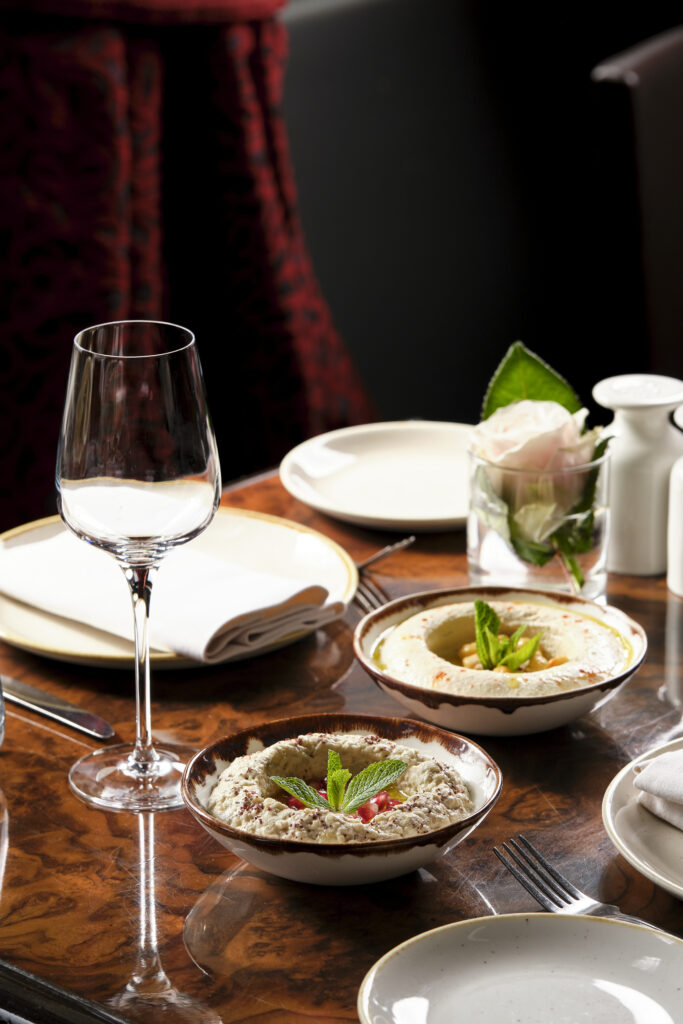 Wine and food at Maroush in London