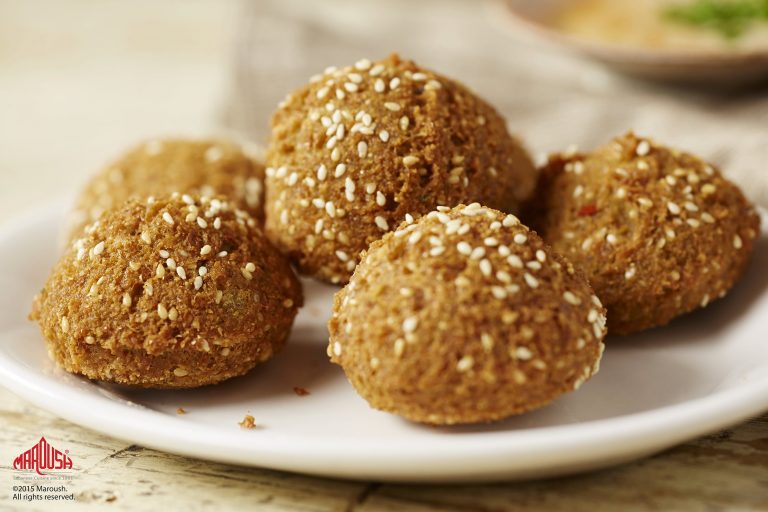 Crispy balls topped with sesame seeds