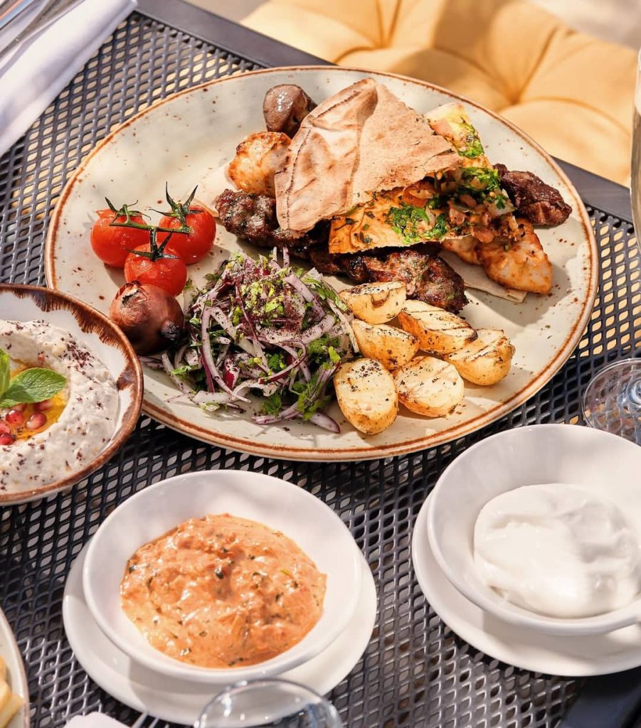 Kofta kebab London served with garlic sauce