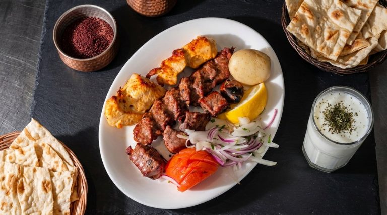 Lebanese mixed grill London platter with kofta